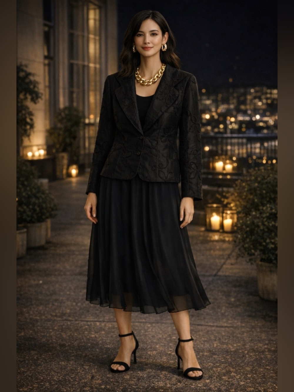 Nabi Women’s Embellished Cocktail Party Black Evening Jacket Blazer Sz XS